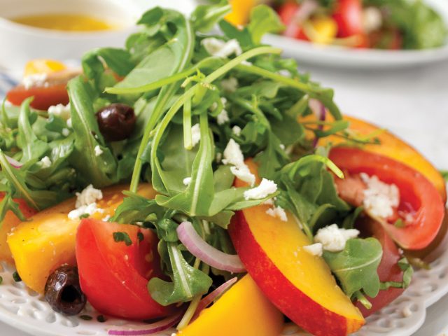 Peach, Tomato and Olive Salad